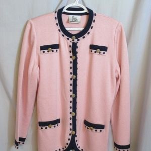 Vintage Mita Cardigan Pink Navy Sz 10